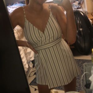Striped asymmetrical romper